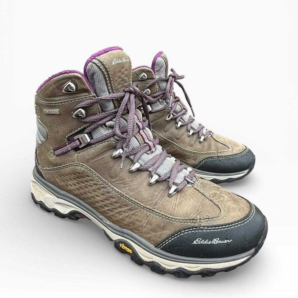 Eddie Bauer Lukla Pro Vibram Hiking Boots Gray Purple High Top size 9.5 - Picture 7 of 10